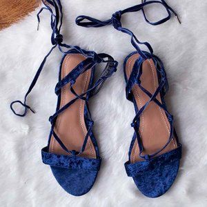 ⋆ Zara blue velvet strappy sandals
